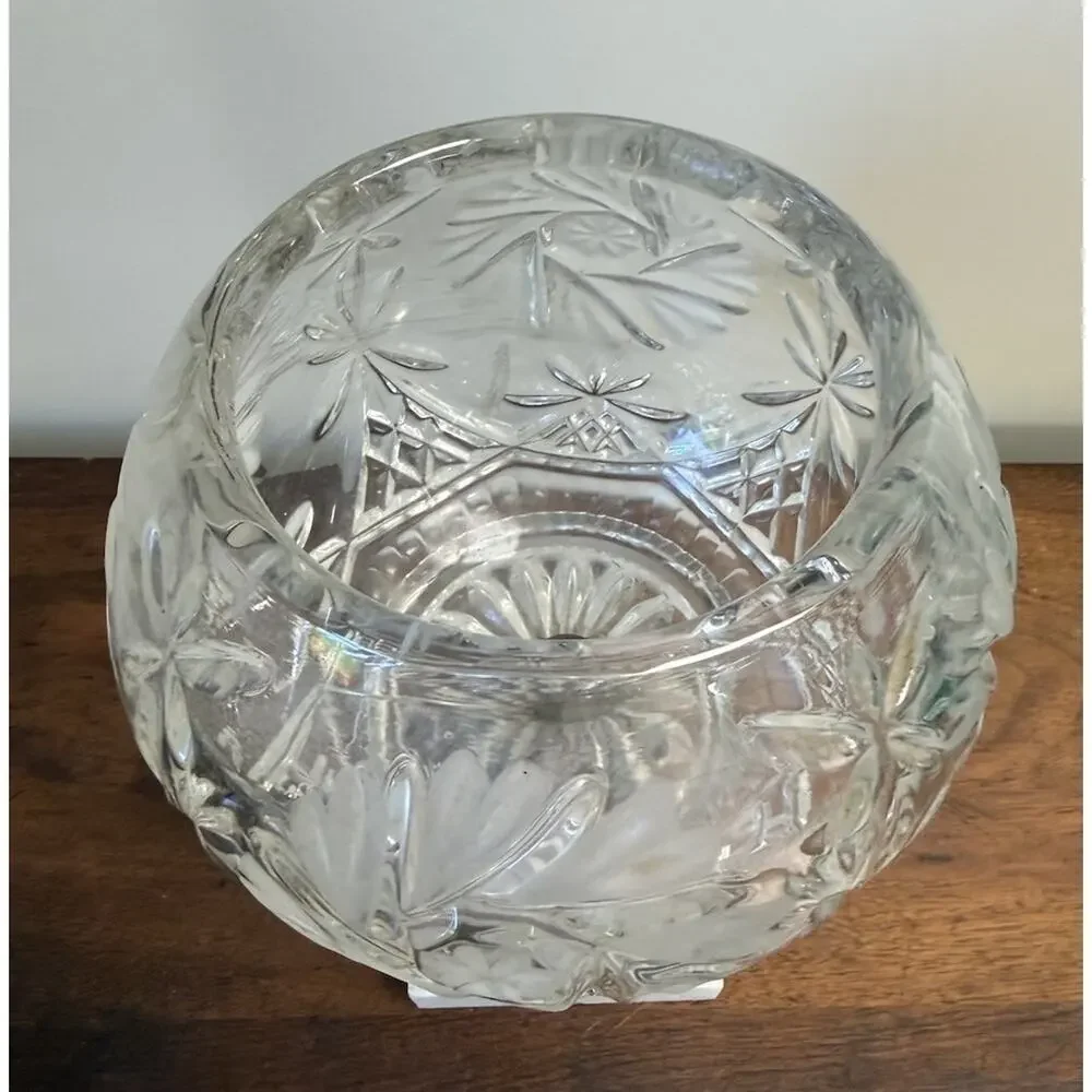 Vintage Hollywood Regency Glass Rose Bowl Compote Marble Pedestal 11